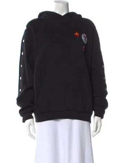 Pre-owned Maje Graphic Print Crew Neck Sweatshirt In Black