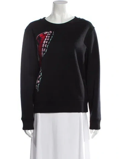 Pre-owned Maje Graphic Print Crew Neck Sweatshirt In Black