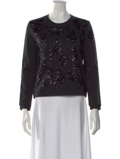 Pre-owned Maje Graphic Print Crew Neck Sweatshirt In Black
