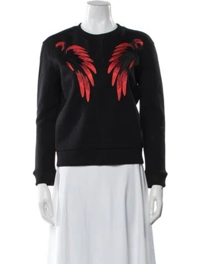 Pre-owned Maje Graphic Print Crew Neck Sweatshirt In Black