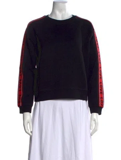 Pre-owned Maje Graphic Print Crew Neck Sweatshirt In Black