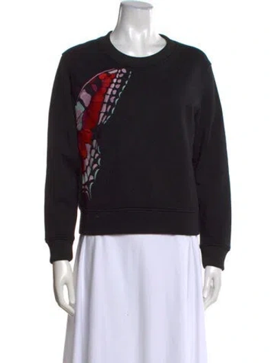 Pre-owned Maje Graphic Print Crew Neck Sweatshirt In Black