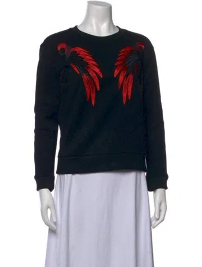 Pre-owned Maje Graphic Print Crew Neck Sweatshirt In Black