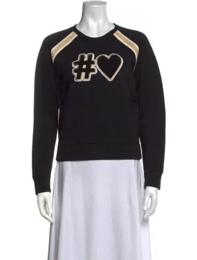 Pre-owned Maje Graphic Print Crew Neck Sweatshirt In Black