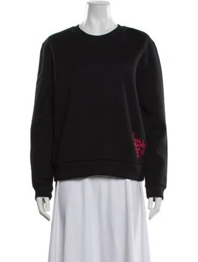 Pre-owned Maje Graphic Print Crew Neck Sweatshirt In Black