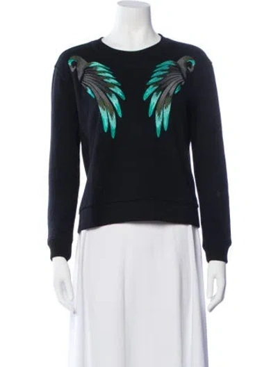 Pre-owned Maje Graphic Print Crew Neck Sweatshirt In Black