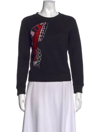 Pre-owned Maje Graphic Print Crew Neck Sweatshirt In Black