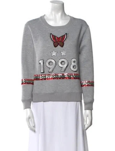 Pre-owned Maje Graphic Print Crew Neck Sweatshirt In Gray