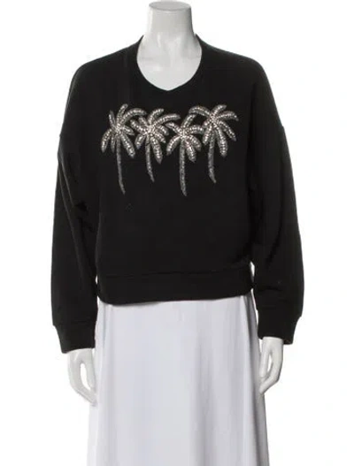 Pre-owned Maje Graphic Print Crew Neck Sweatshirt In Gray