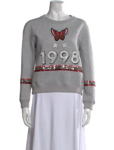 Pre-owned Maje Graphic Print Crew Neck Sweatshirt In Gray
