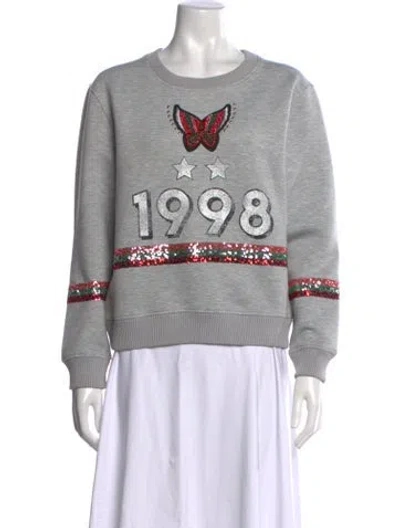 Pre-owned Maje Graphic Print Crew Neck Sweatshirt In Grey