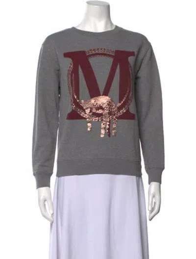 Pre-owned Maje Graphic Print Crew Neck Sweatshirt In Grey