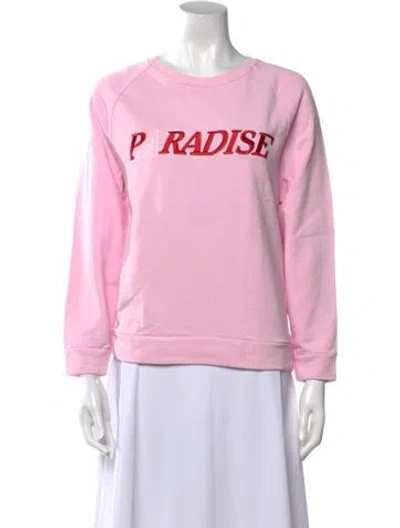 Pre-owned Maje Graphic Print Crew Neck Sweatshirt In Pink