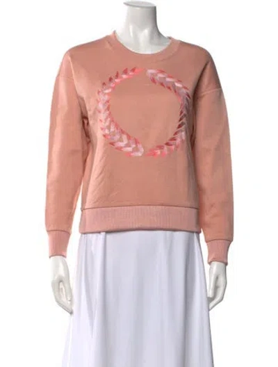 Pre-owned Maje Graphic Print Crew Neck Sweatshirt In Pink