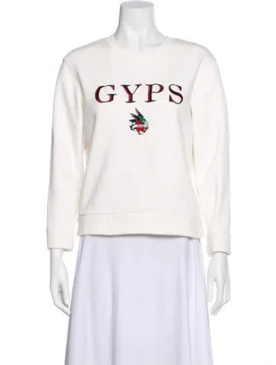 Pre-owned Maje Graphic Print Crew Neck Sweatshirt In White