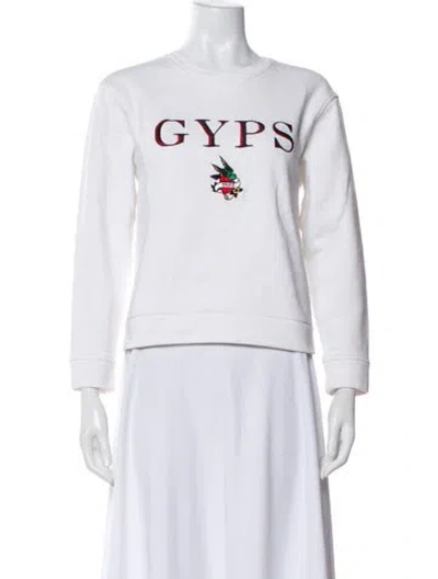 Pre-owned Maje Graphic Print Crew Neck Sweatshirt In White