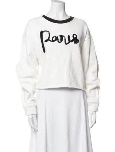 Pre-owned Maje Graphic Print Crew Neck Sweatshirt In White
