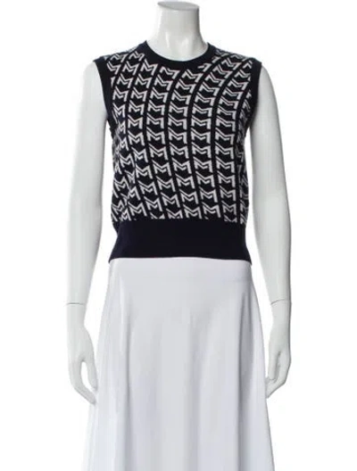 Pre-owned Maje Graphic Print Crew Neck Top In Blue