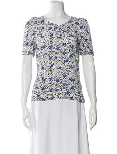 Pre-owned Maje Graphic Print Crew Neck Top In White