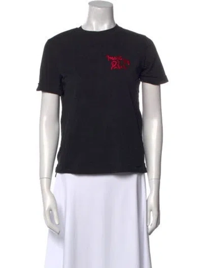 Pre-owned Maje Graphic Print Crew Neck T-shirt In Black