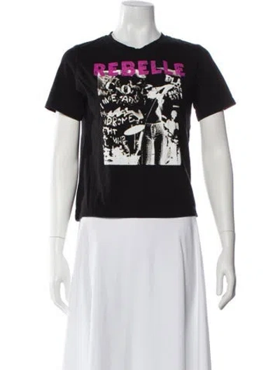 Pre-owned Maje Graphic Print Crew Neck T-shirt In Black