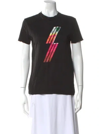 Pre-owned Maje Graphic Print Crew Neck T-shirt In Black