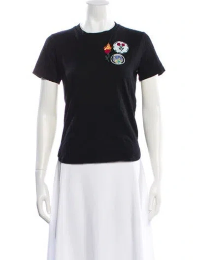 Pre-owned Maje Graphic Print Crew Neck T-shirt In Black