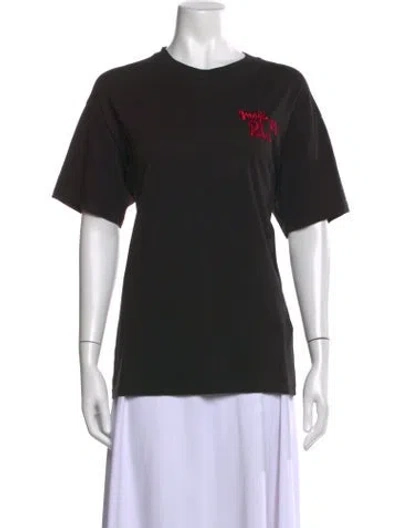 Pre-owned Maje Graphic Print Crew Neck T-shirt In Black
