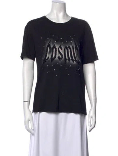 Pre-owned Maje Graphic Print Crew Neck T-shirt In Black