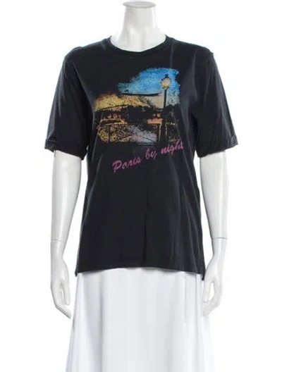 Pre-owned Maje Graphic Print Crew Neck T-shirt In Blue