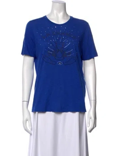 Pre-owned Maje Graphic Print Crew Neck T-shirt In Blue