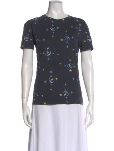 Pre-owned Maje Graphic Print Crew Neck T-shirt In Gray