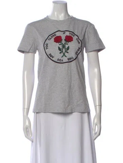 Pre-owned Maje Graphic Print Crew Neck T-shirt In Gray