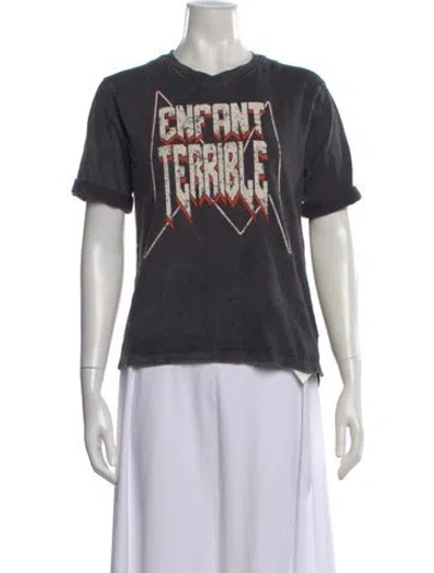 Pre-owned Maje Graphic Print Crew Neck T-shirt In Gray