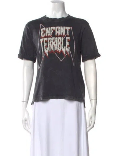 Pre-owned Maje Graphic Print Crew Neck T-shirt In Gray
