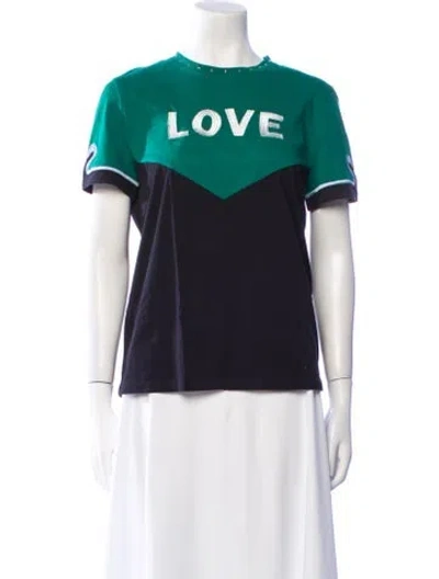 Pre-owned Maje Graphic Print Crew Neck T-shirt In Green