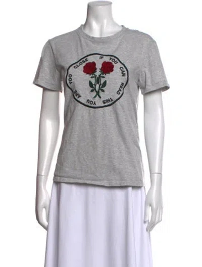 Pre-owned Maje Graphic Print Crew Neck T-shirt In Grey