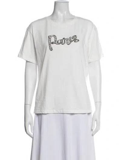 Pre-owned Maje Graphic Print Crew Neck T-shirt In Neutrals