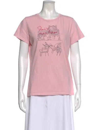Pre-owned Maje Graphic Print Crew Neck T-shirt In Pink