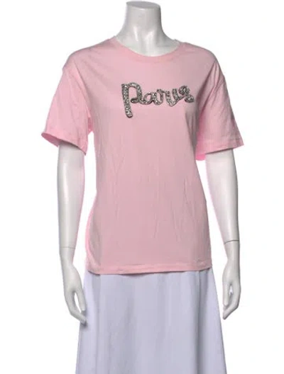 Pre-owned Maje Graphic Print Crew Neck T-shirt In Pink