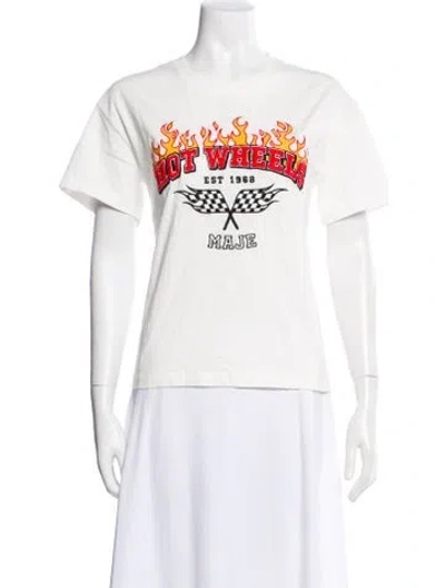 Pre-owned Maje Graphic Print Crew Neck T-shirt W/ Tags In White