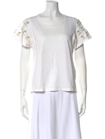 Pre-owned Maje Graphic Print Crew Neck T-shirt In White