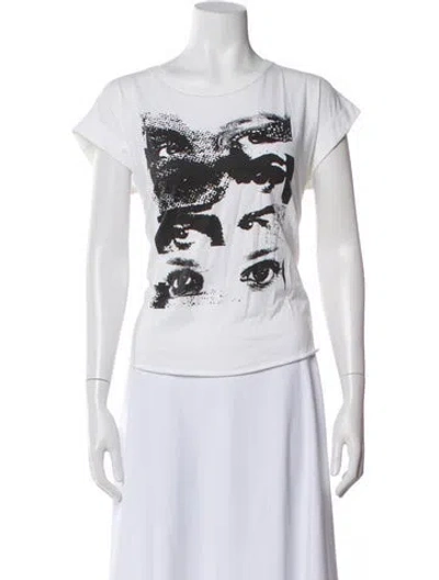Pre-owned Maje Graphic Print Crew Neck T-shirt In White