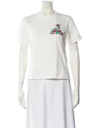 Pre-owned Maje Graphic Print Crew Neck T-shirt In White