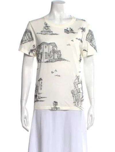 Pre-owned Maje Graphic Print Crew Neck T-shirt In White