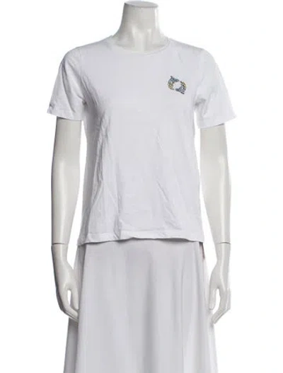 Pre-owned Maje Graphic Print Crew Neck T-shirt In White