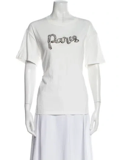 Pre-owned Maje Graphic Print Crew Neck T-shirt In White