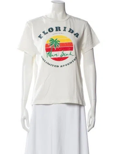 Pre-owned Maje Graphic Print Crew Neck T-shirt In White