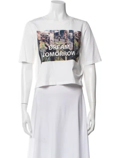 Pre-owned Maje Graphic Print Crew Neck T-shirt In White