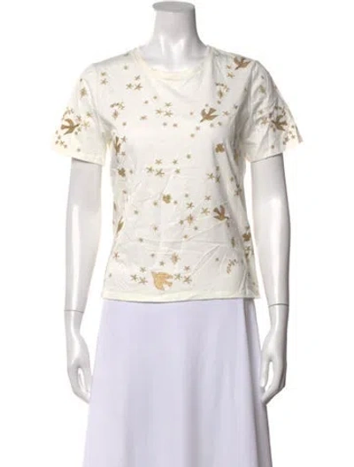 Pre-owned Maje Graphic Print Crew Neck T-shirt In White